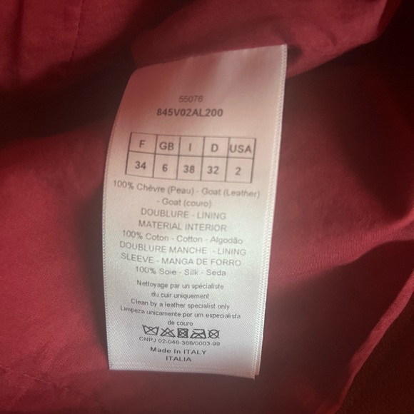 Christian Dior Burgundy Biker Leather Jacket Sz FR 34 US 2 - Picture 5 of 6